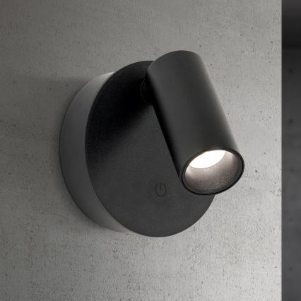 LED aptumšojama lādējama skārienjūtīga sienas punktlampa LUXY LED/1W/5V 2200 mAh 2700/3000/4000K melna