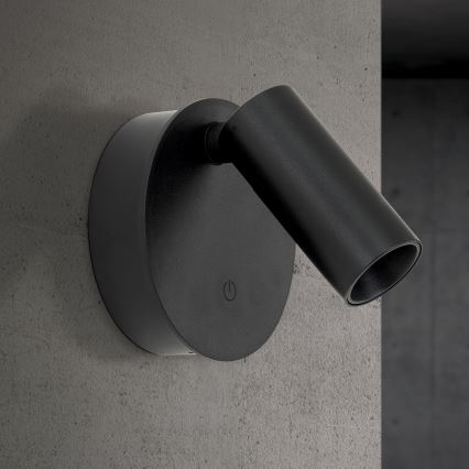 LED aptumšojama lādējama skārienjūtīga sienas punktlampa LUXY LED/1W/5V 2200 mAh 2700/3000/4000K melna