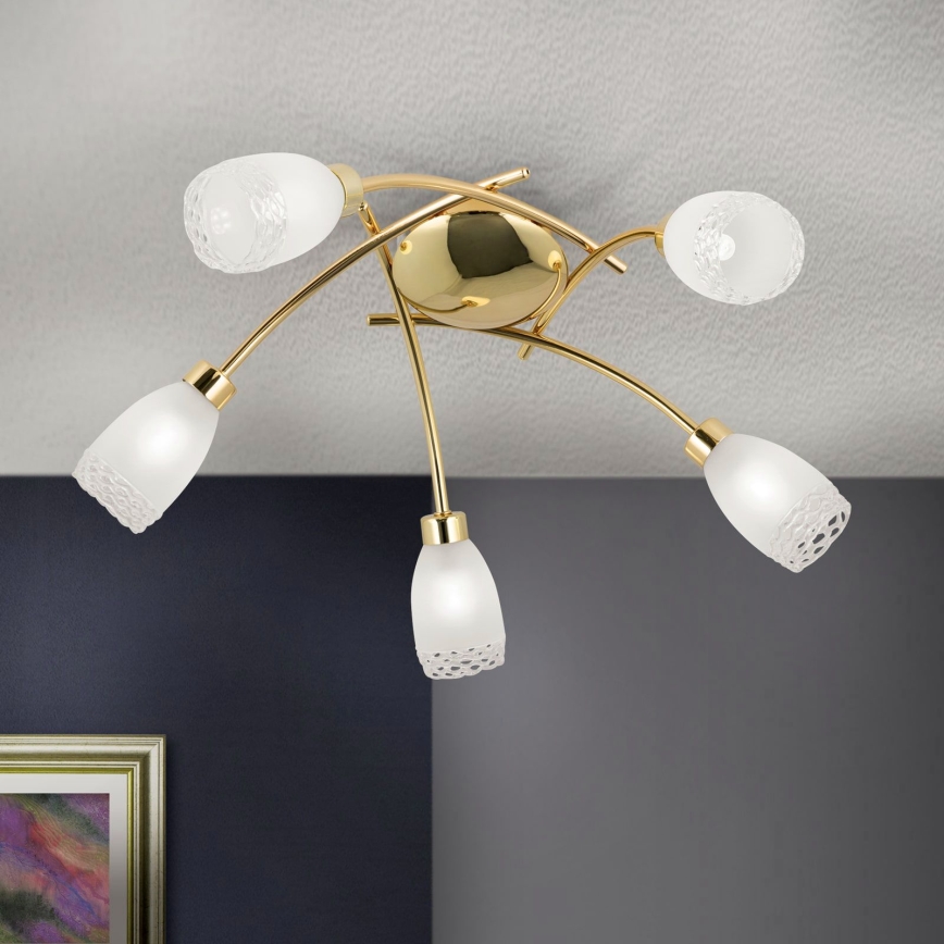 Tieši pie griestiem piestiprināma lustrа CARLA 5xG9/28W/230V, zelta krāsā