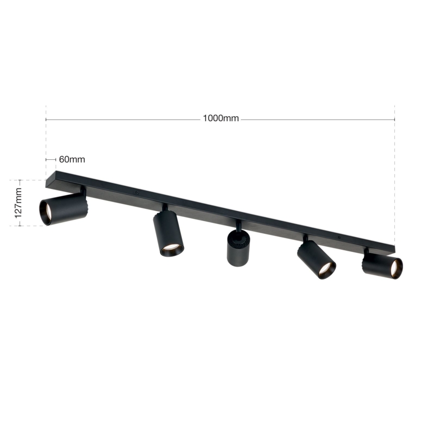 Punktveida gaismeklis SEAN 5xGU10/13W/230V melns