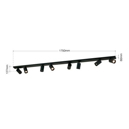 punktveida gaismeklis SEAN 8xGU10/13W/230V melns