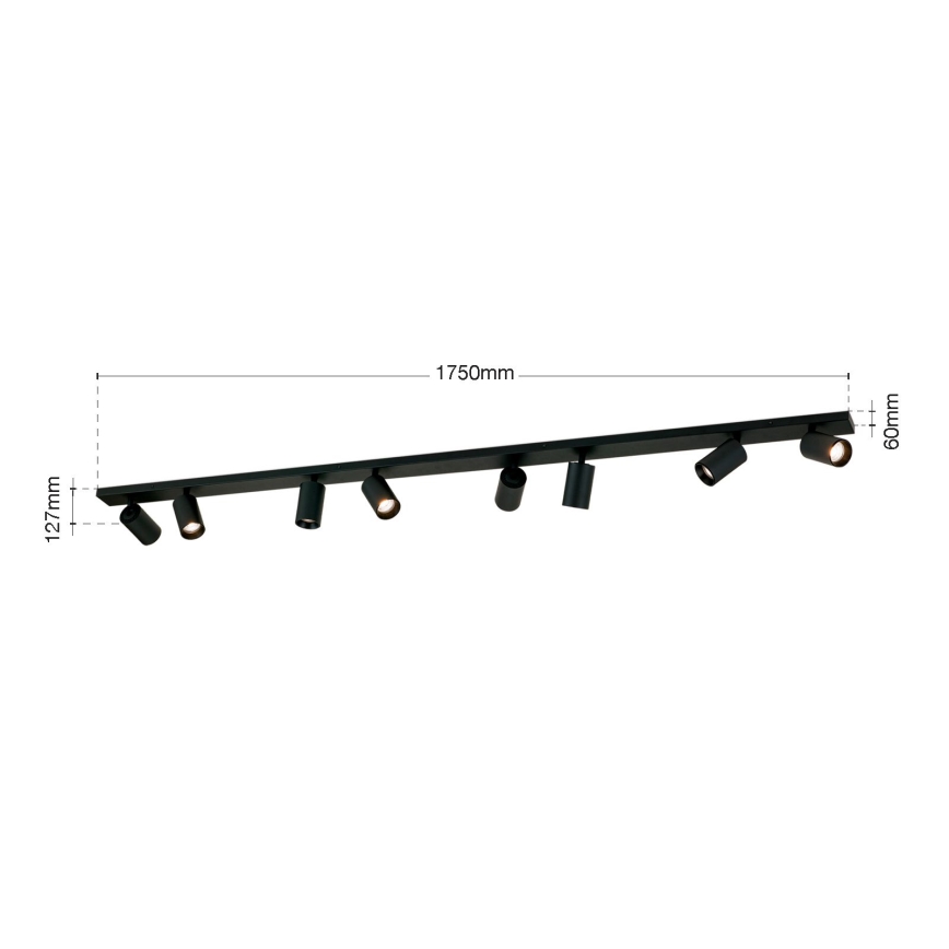 punktveida gaismeklis SEAN 8xGU10/13W/230V melns