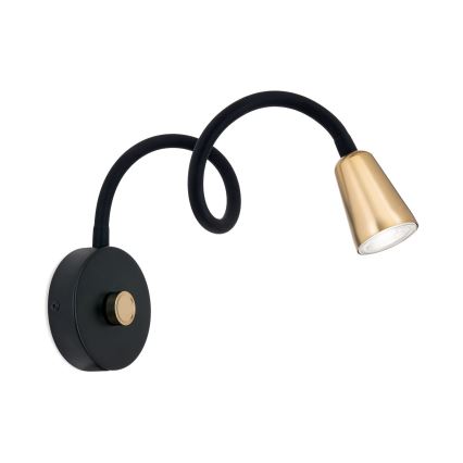 Regulējama elastīga sienas lampiņa DOTTY 1xGU10/10W/230V melna/misiņš