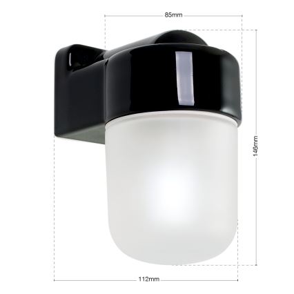 Sienas lampa OSTIA 1xE27/40W/230V melna