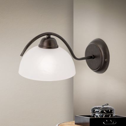 Sienas lampa RULA 1xE27/40W/230V balta/bronza