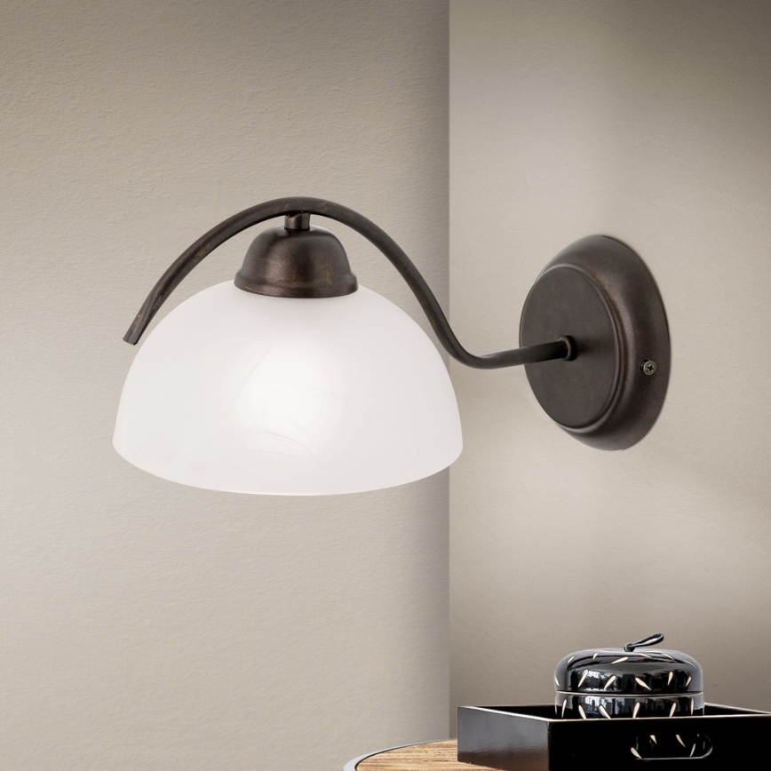 Sienas lampa RULA 1xE27/40W/230V balta/bronza