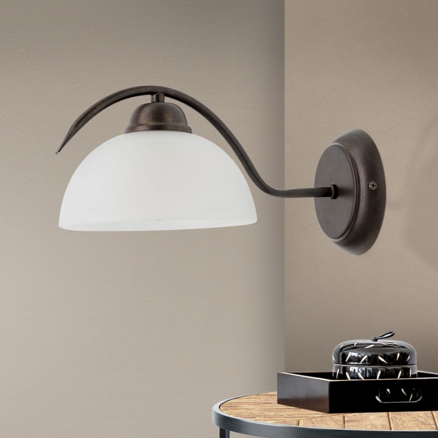 Sienas lampa RULA 1xE27/40W/230V balta/bronza