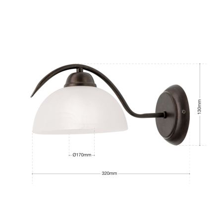 Sienas lampa RULA 1xE27/40W/230V balta/bronza
