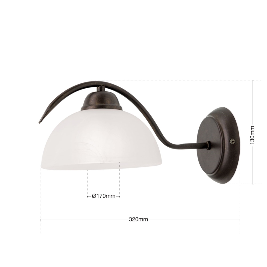 Sienas lampa RULA 1xE27/40W/230V balta/bronza