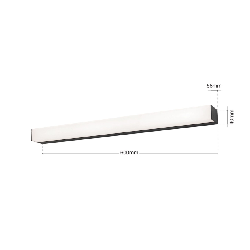 LED Vannas istabas spoguļa apgaismojums HORIZON LED/12W/230V 3000/4000K 60 cm IP44 melna