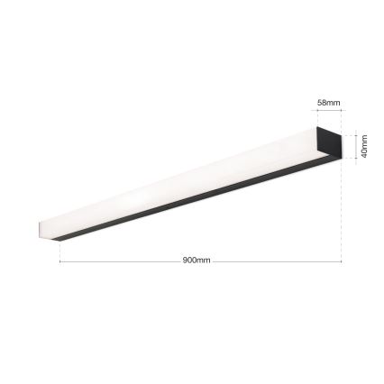 LED Vannas istabas spoguļa apgaismojums HORIZON LED/18W/230V 3000/4000K 90 cm IP44 melna