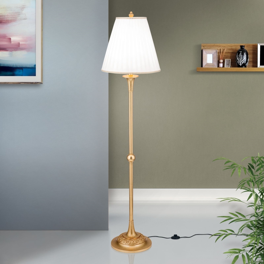 Grīdas stāvlampa FONSA 1xE27/60W/230V balta/zelta