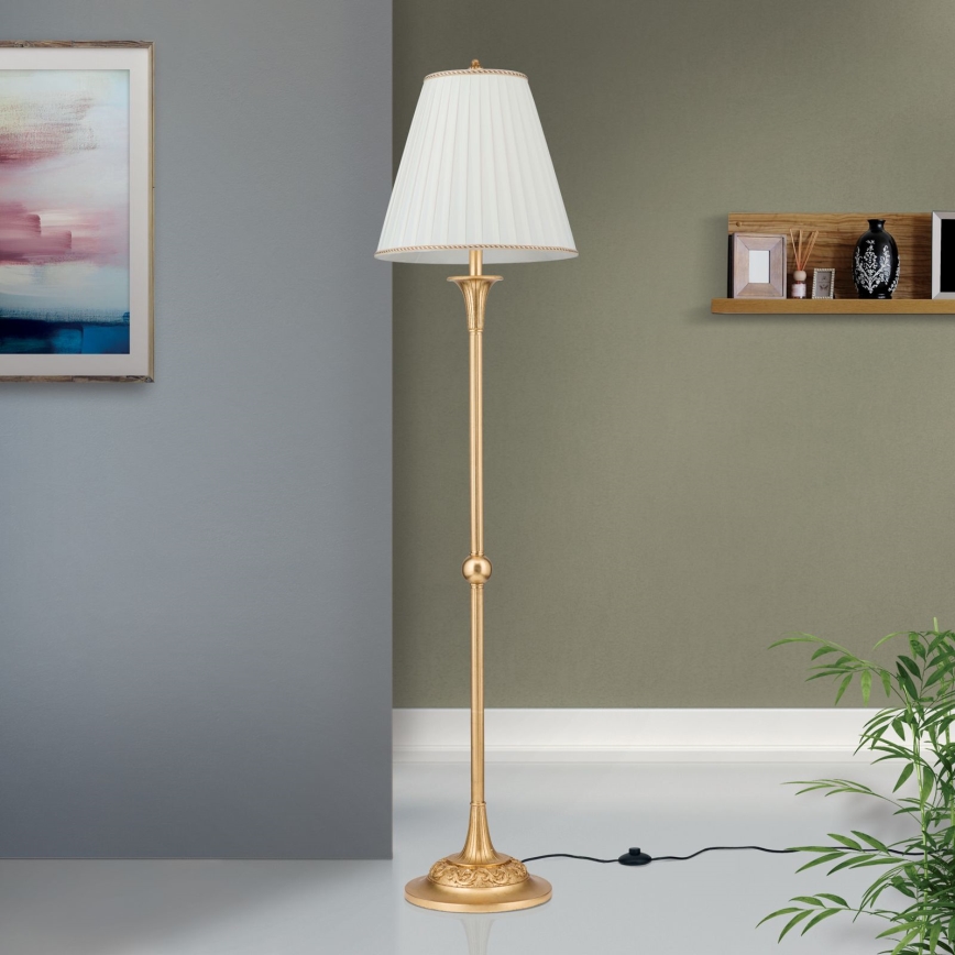Grīdas stāvlampa FONSA 1xE27/60W/230V balta/zelta