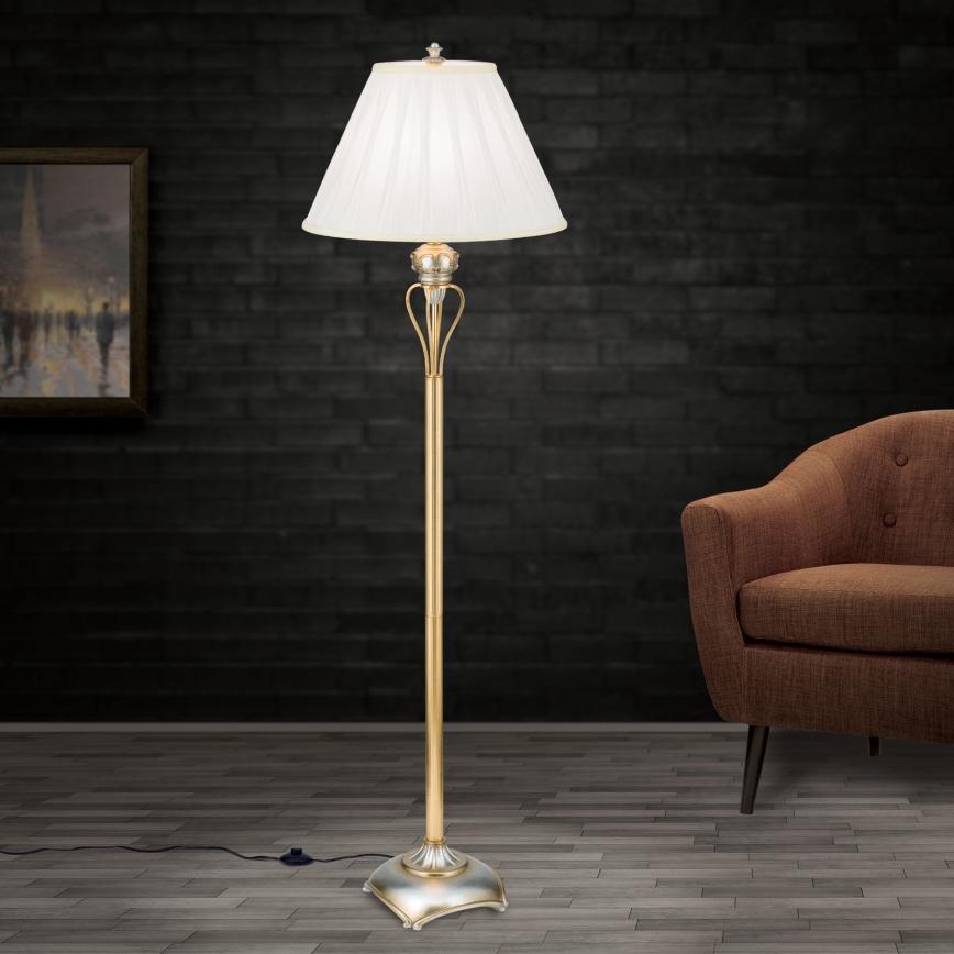 Grīdas stāvlampa TIZIA 1xE27/60W/230V balta/zelta/patina