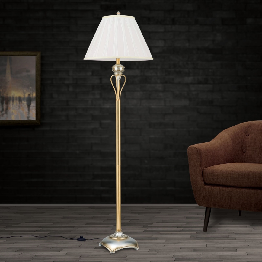 Grīdas stāvlampa TIZIA 1xE27/60W/230V balta/zelta/patina