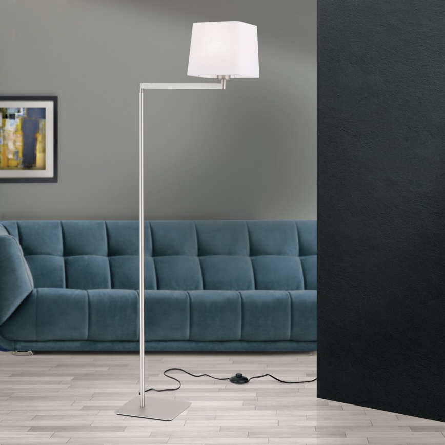 Grīdas stāvlampa CARLTON 1xE27/40W/230V balta/matēts hroms