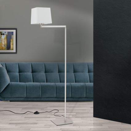Grīdas stāvlampa CARLTON 1xE27/40W/230V balta/matēts hroms