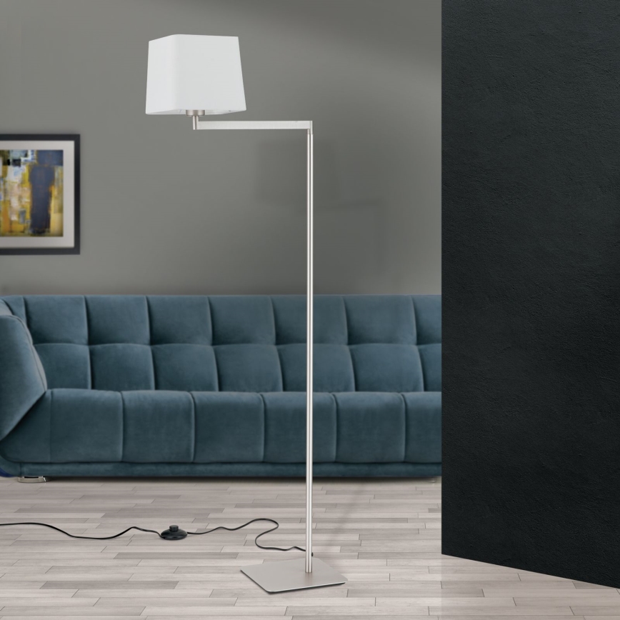 Grīdas stāvlampa CARLTON 1xE27/40W/230V balta/matēts hroms