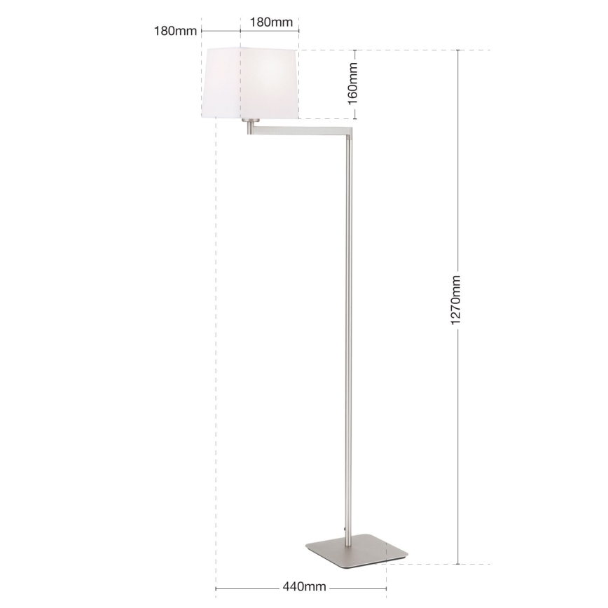 Grīdas stāvlampa CARLTON 1xE27/40W/230V balta/matēts hroms