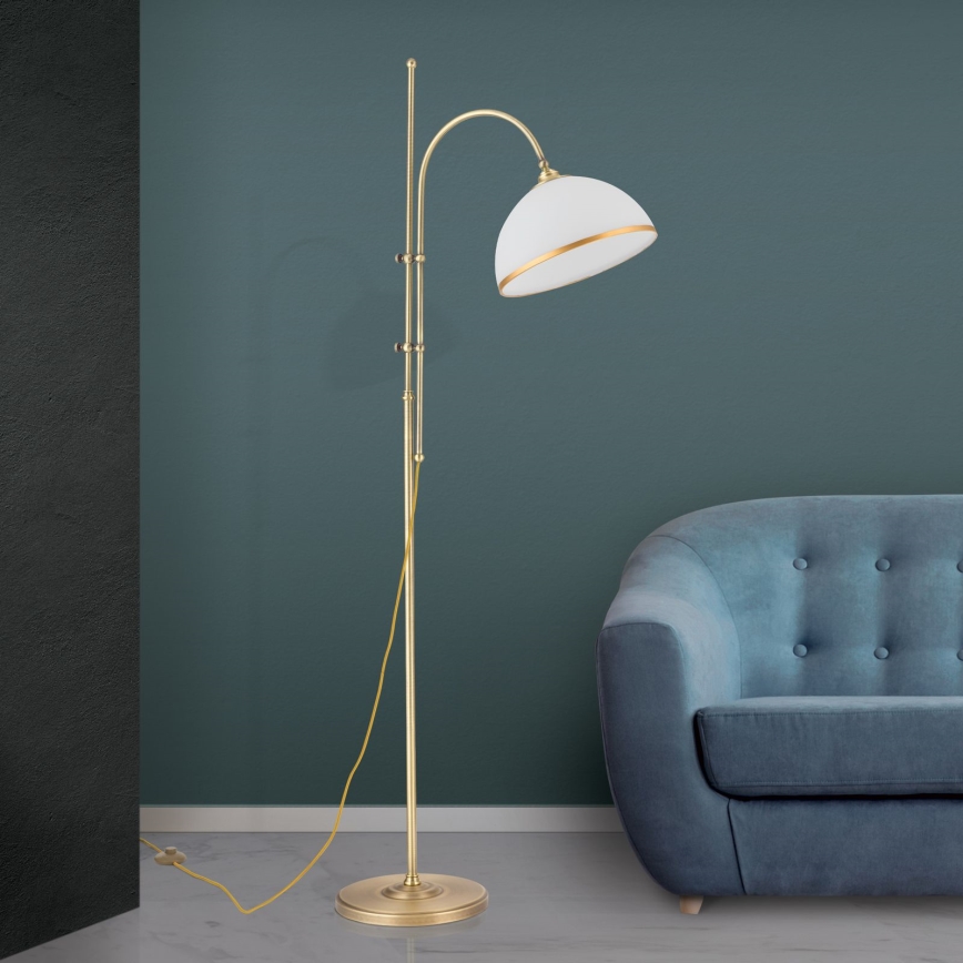 Grīdas stāvlampa OLD LAMP 1xE27/40W/230V balta/misiņš