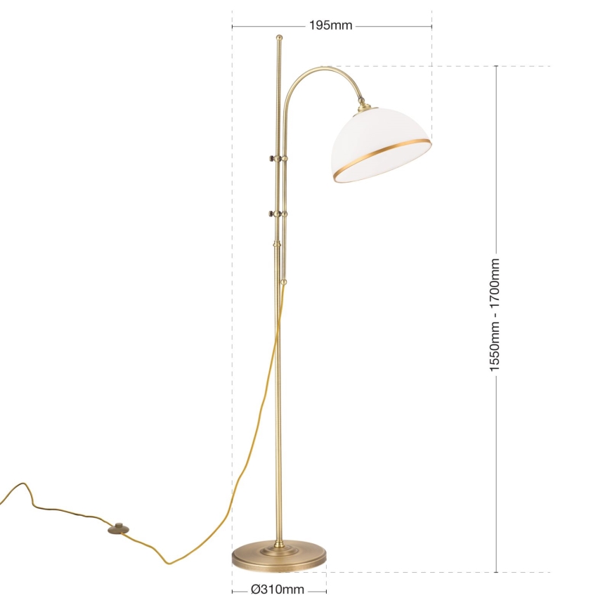 Grīdas stāvlampa OLD LAMP 1xE27/40W/230V balta/misiņš