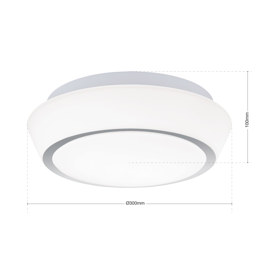 Griestu lampa vannas istabai TENA, 2 x E27, 60 W, 230 V, Ø 30 cm, IP44, balta