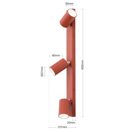 Virziena gaismeklis PENN 3xGU10/13W/230V ķieģeļu krāsā