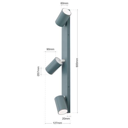 virziena gaismeklis PENN 3xGU10/13W/230V pelēks