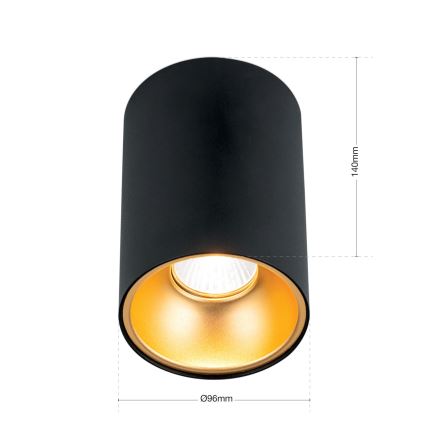 Virziena gaismeklis STARLIGHT 1xGU10/50W/230V melns/zelts