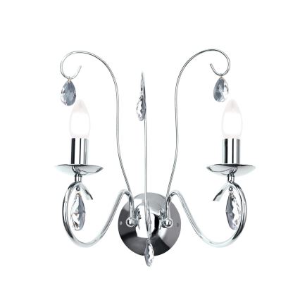 Kristāla sienas lampa ALESSIA 2xE14/40W/230V spīdīgi hromēts