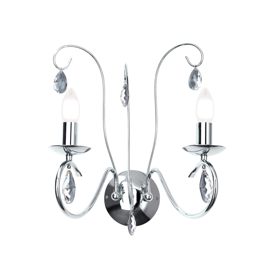 Kristāla sienas lampa ALESSIA 2xE14/40W/230V spīdīgi hromēts