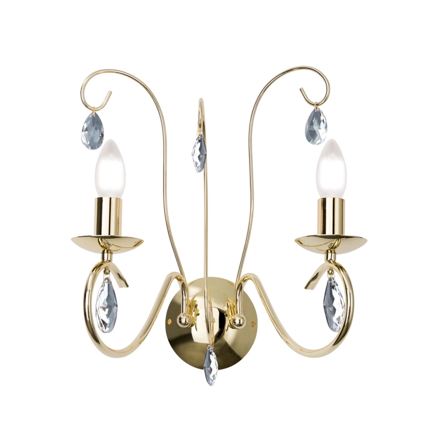 Kristāla sienas lampa ALESSIA 2xE14/40W/230V zelta