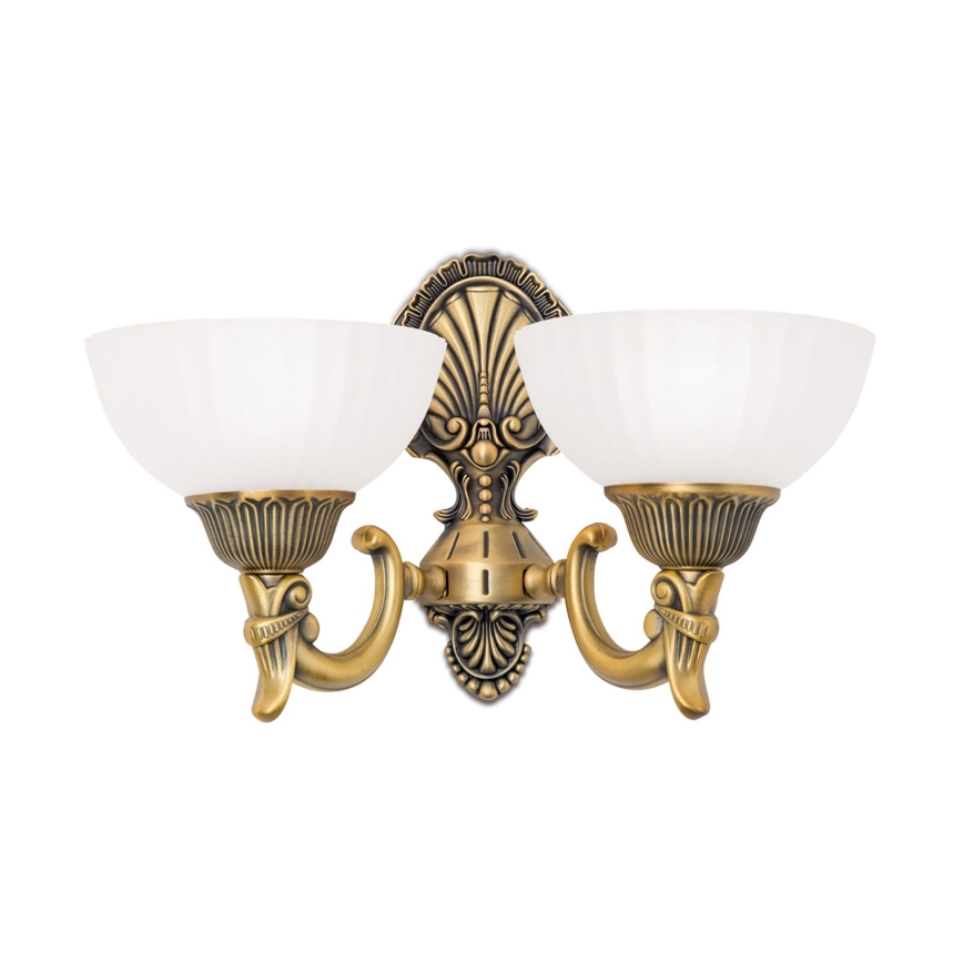 Sienas lampa ROCCA 2xE27/60W/230V bronza/balta