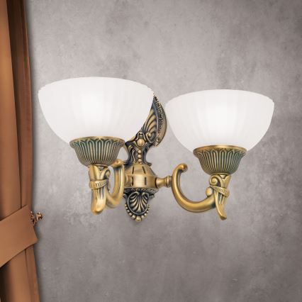 Sienas lampa ROCCA 2xE27/60W/230V bronza/balta