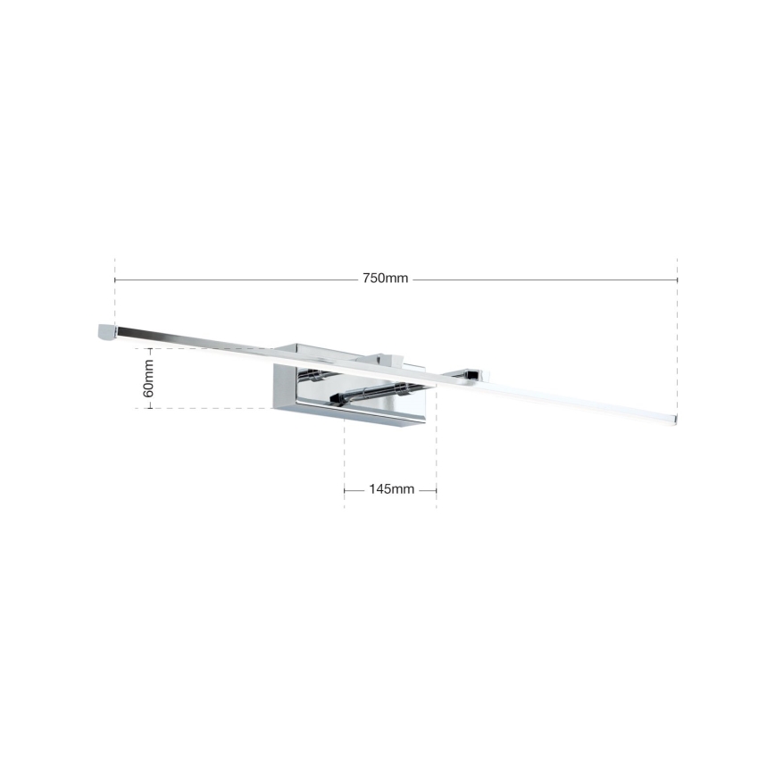 LED Attēla lampa PUBLIO LED/15W/230V 75 cm spīdīgi hromēts