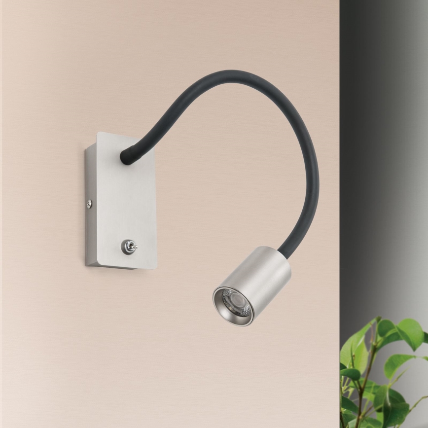 LED Pielāgojama maza sienas lampa KURT LED/5W/230V sudraba
