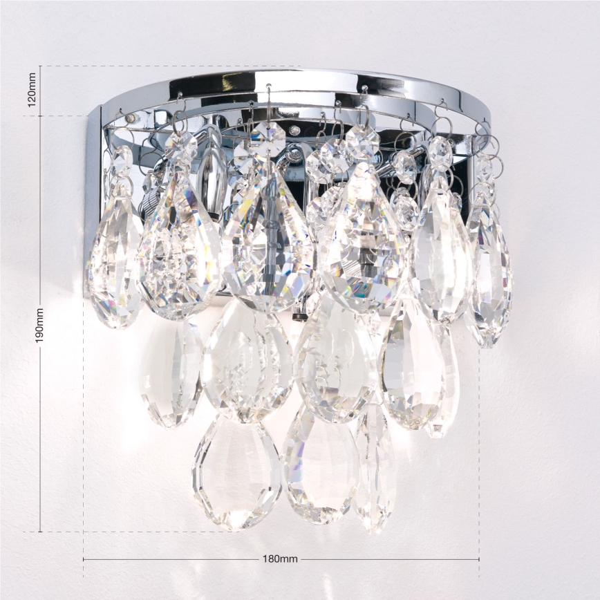 Kristāla sienas lampa CELESTE 2xG9/40W/230V spīdīgi hromēts