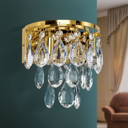 Kristāla sienas lampa CELESTE 2xG9/40W/230V zelta