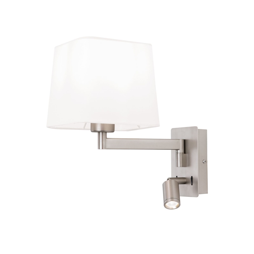 LED Sienas lampa CARLTON 1xE27/40W/230V + LED/3W balta/matēts hroms