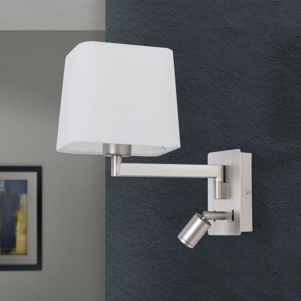 LED Sienas lampa CARLTON 1xE27/40W/230V + LED/3W balta/matēts hroms