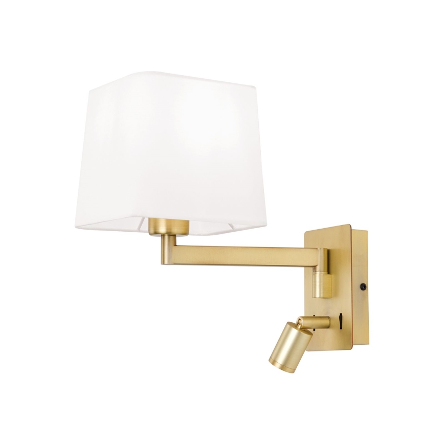 LED Sienas lampa CARLTON 1xE27/40W/230V + LED/3W balta/zelta