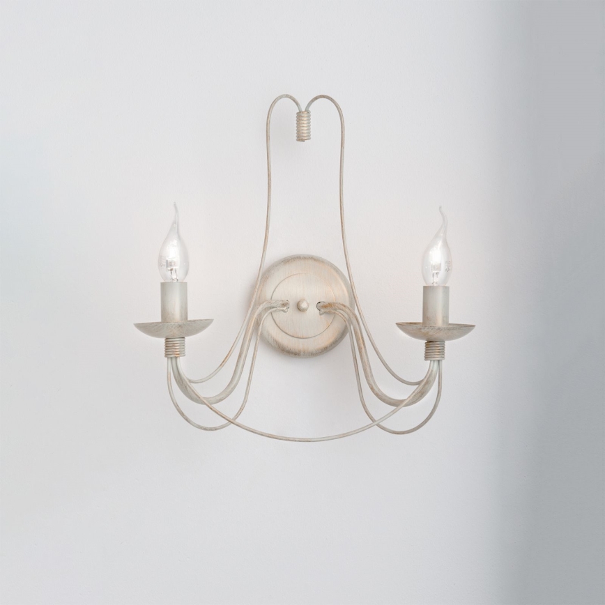 Sienas lampa VELA 2xE14/40W/230V balta/zelta/patina