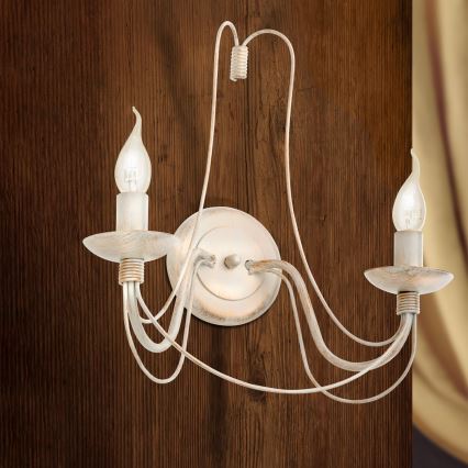 Sienas lampa VELA 2xE14/40W/230V balta/zelta/patina