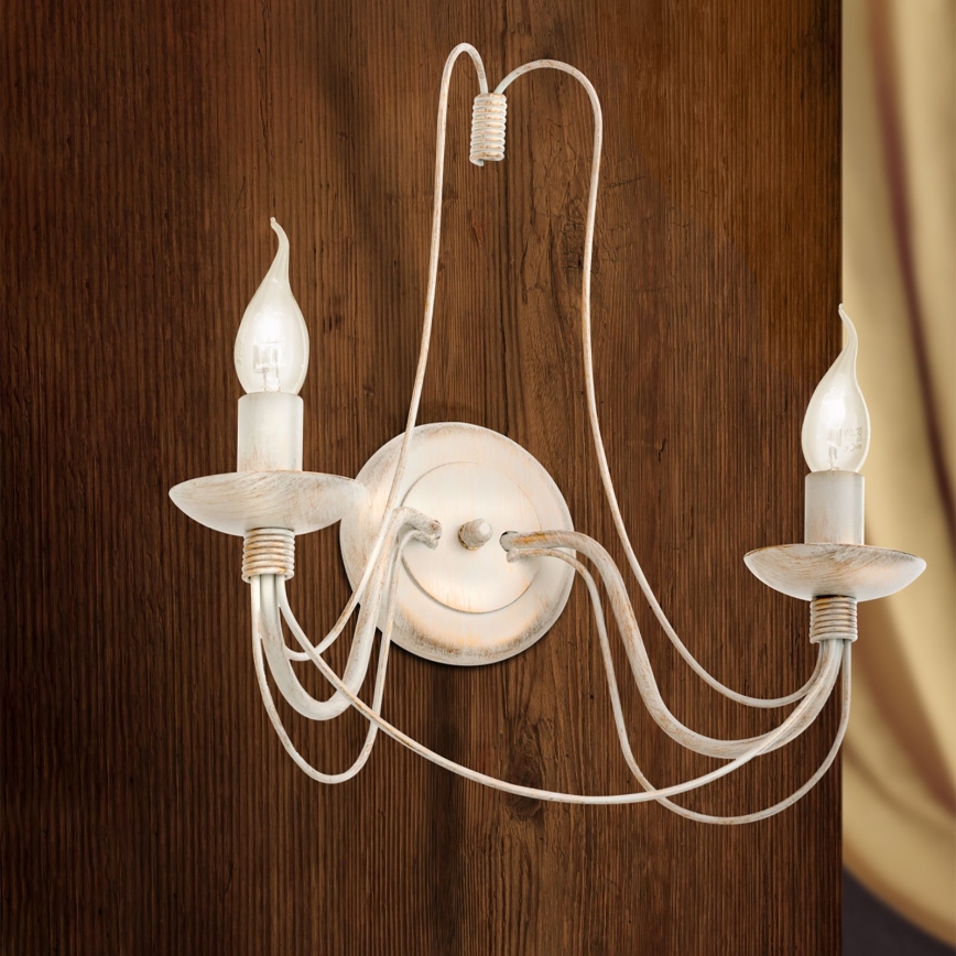 Sienas lampa VELA 2xE14/40W/230V balta/zelta/patina