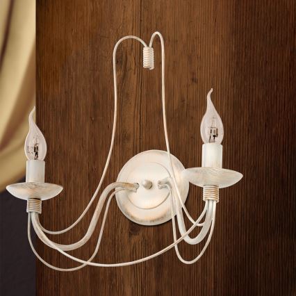 Sienas lampa VELA 2xE14/40W/230V balta/zelta/patina