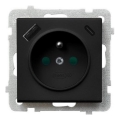 Ospel - mājas bezrāmja kontaktligzda 230V + 1xUSB-A + 1xUSB-C SONATA melna