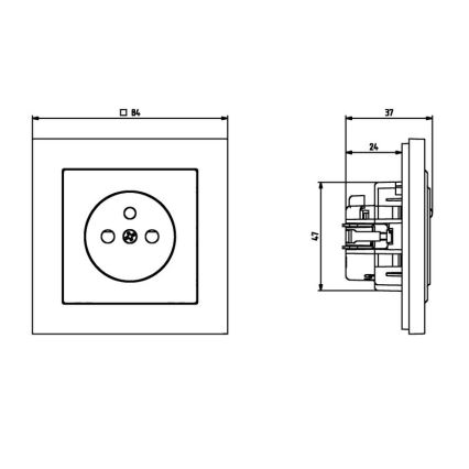 Ospel - mājas bezrāmja kontaktligzda 230V + 1xUSB-A + 1xUSB-C SONATA melna