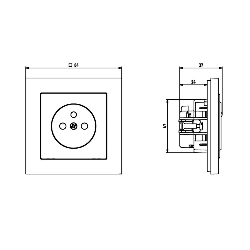 Ospel - Mājas kontaktligzda bez rāmja 230 V SONATA melna