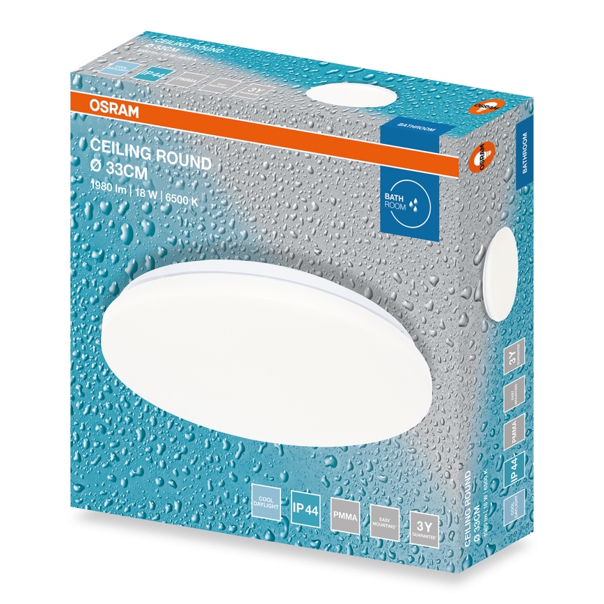 Osram - LED vannas istabas griestu gaismeklis CEILING ROUND LED/18W/230V 6500K Ø 33 cm IP44 balts