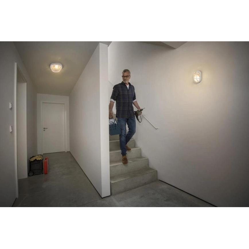 Osram - Āra sienas gaismeklis BULKHEAD 1xE27/10W/230V Ø 19 cm IP54 balts